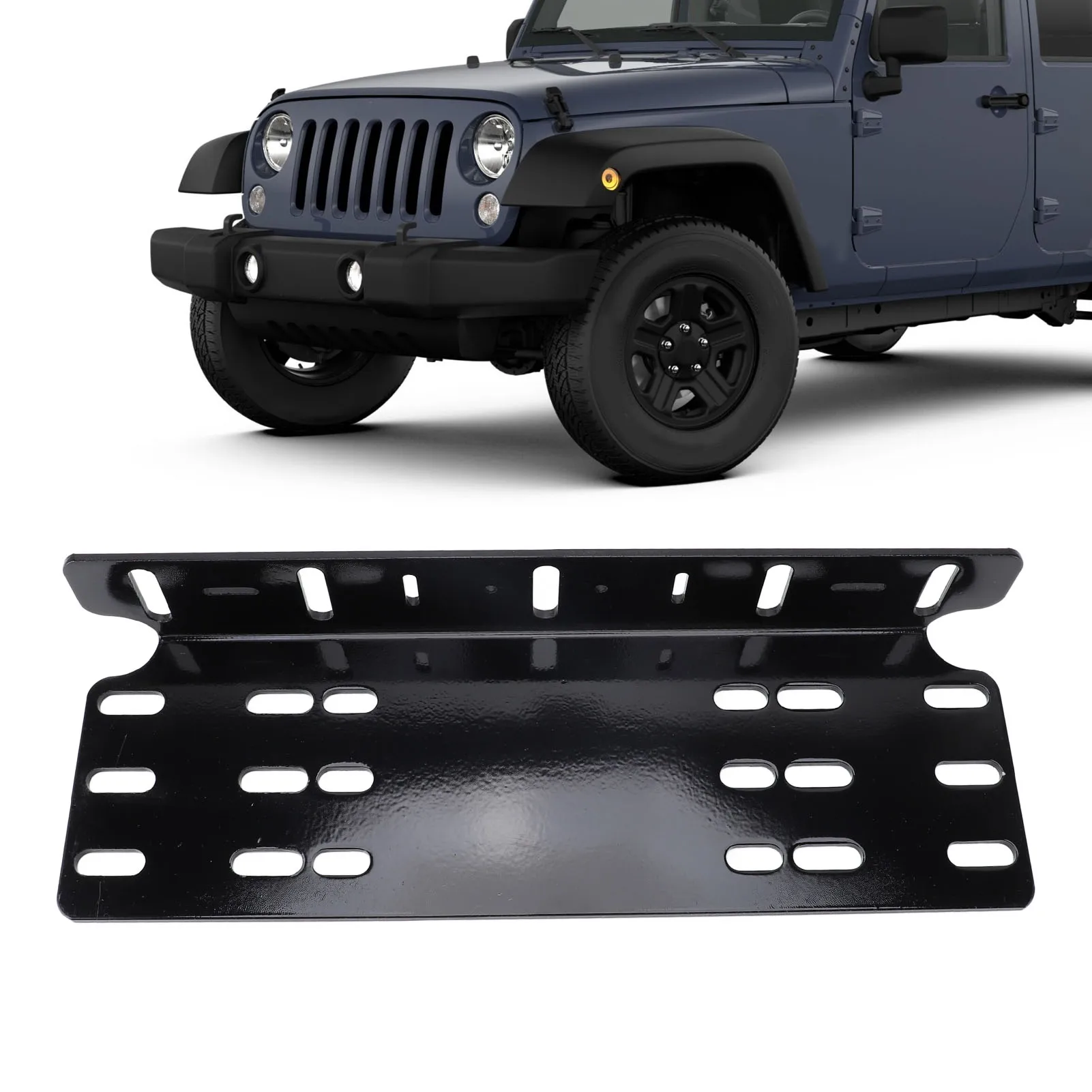

License Plate Bracket Aluminum Alloy Black Front Bumper Work Light Bracket Easy Installaion for Work Light for SUV