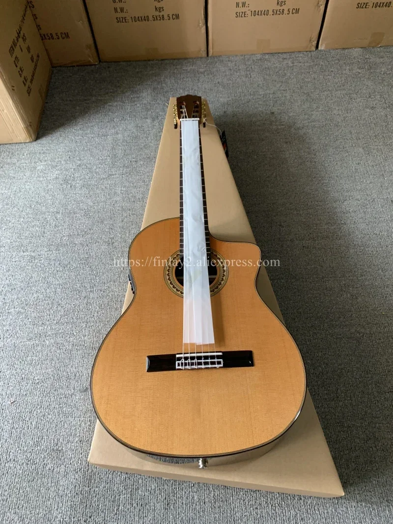 

39 inch Cutaway Handmade Electric Spanish guitar,VENDIMIA Solid Cedar/Rosewood,Classical guitar With pickup,with strings VPRCE