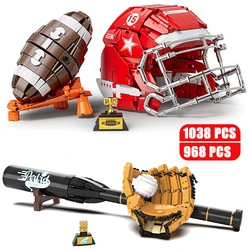 MOC Sports Game Football Rugby Helmet Baseball Bat Glove Building Blocks Bricks MLB NFL Super Bowl Educational Toy Children Gift