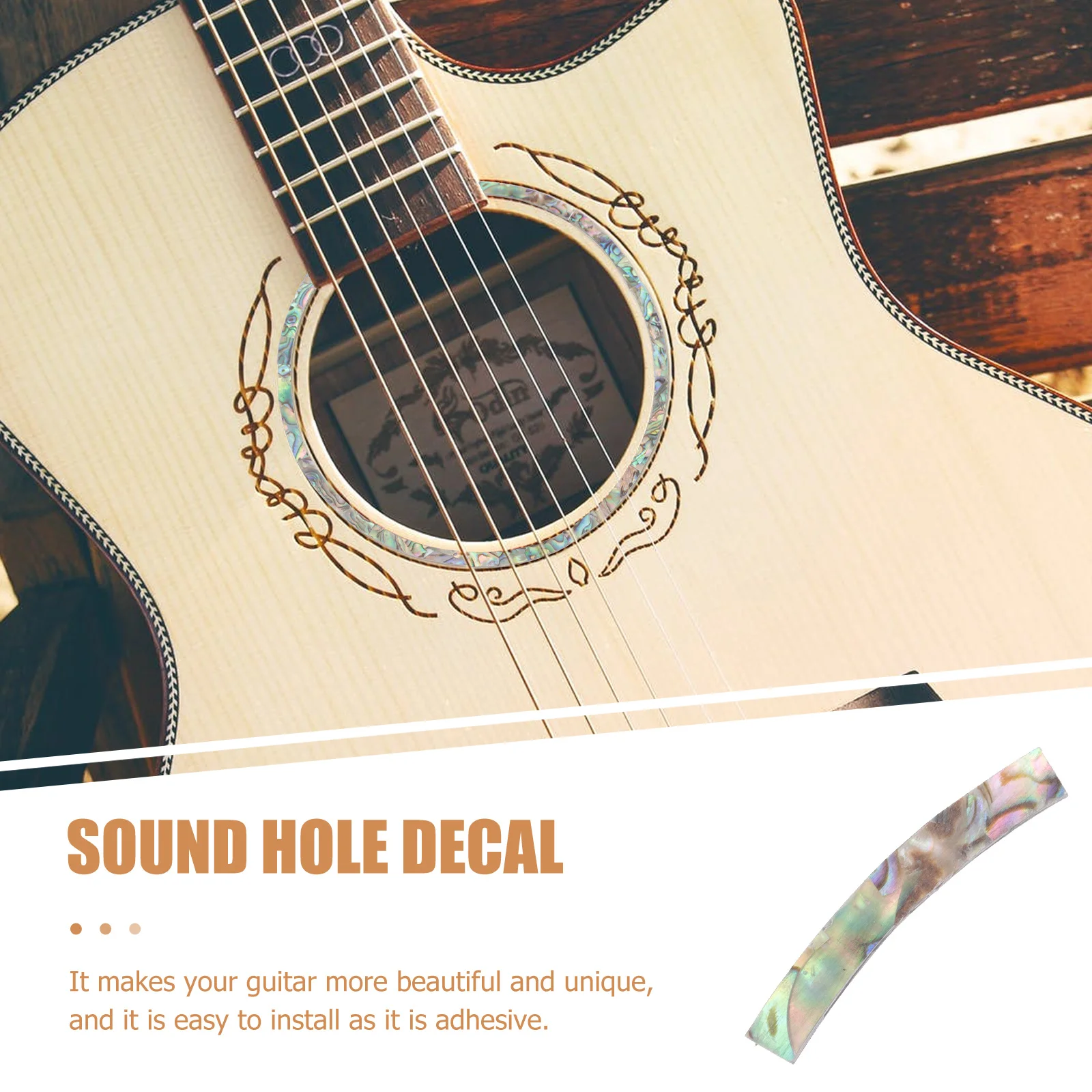 12 Buah Stiker Lubang Suara Gitar Dekorasi untuk Gitar Klasik Akustik Roset Inlay Perekat Pvc Tahan Lama Gaya Kayu Abalon