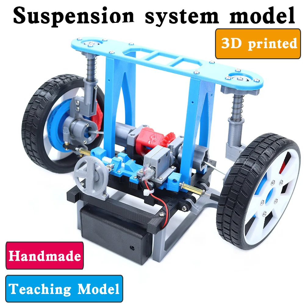 MacPherson independent suspension system model 3D printed Car steering wheel differential mechanism shock absorber simulation