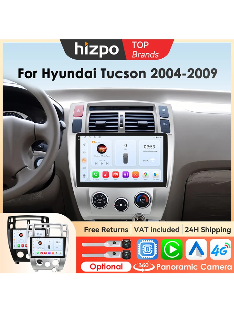 Hizpo Für Hyundai Tucson 2004 2005 2006 2007 2008 2009 Android Auto Radio Multimedia Stereo Player GPS Navigation Carplay 4G LTE
