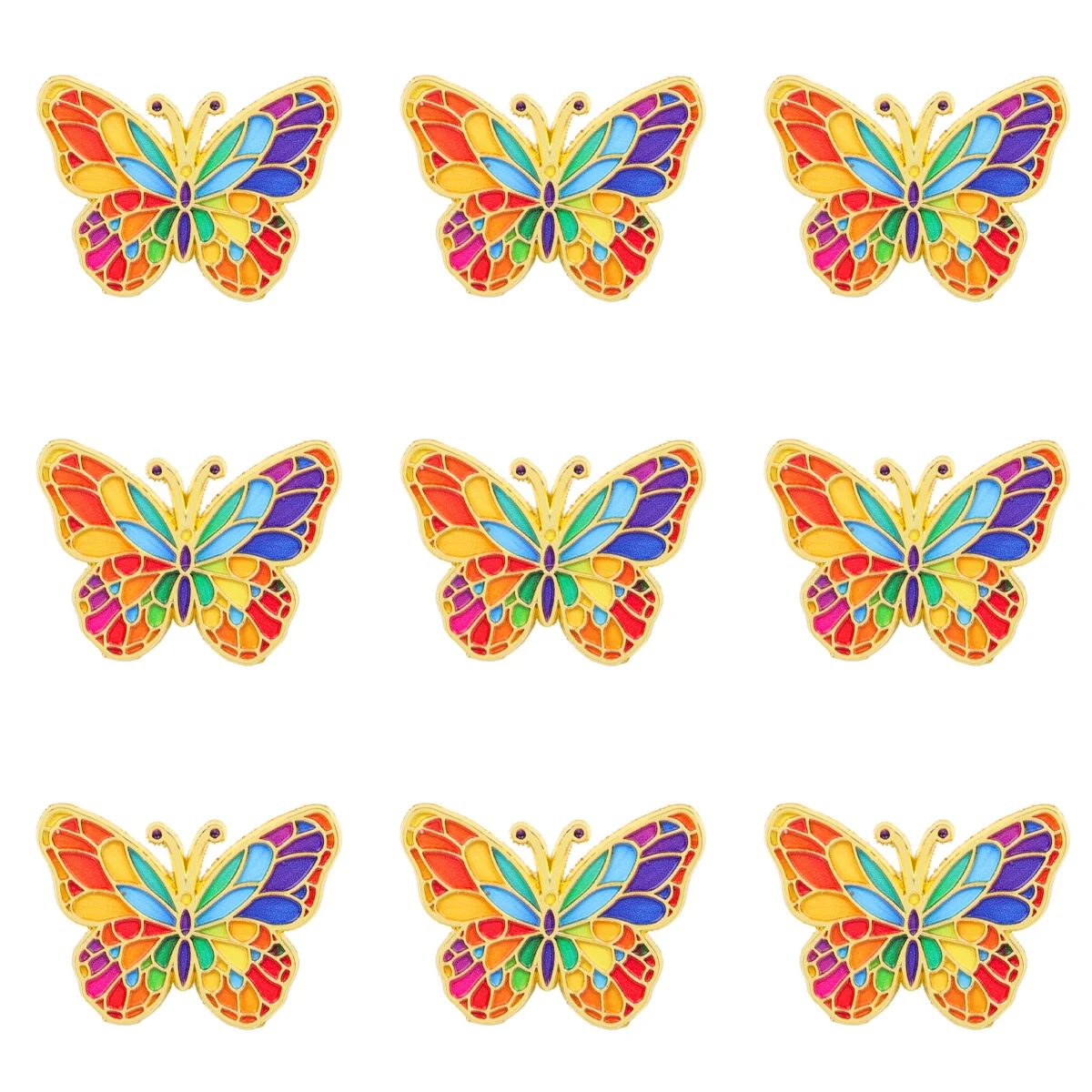 9pcs Rainbow Butterfly Enamel Pin Colorful Insect Brooch Lapel Badge Backpack Jacket Clothing Decor Accessories Gift