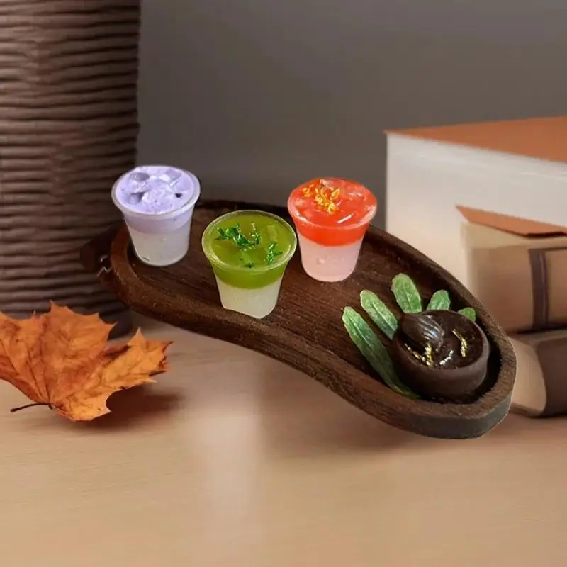Miniature Dollhouse Accessories - Coconut Water Series Beverage Table Display Models, Dessert Accessories 2 Pcs