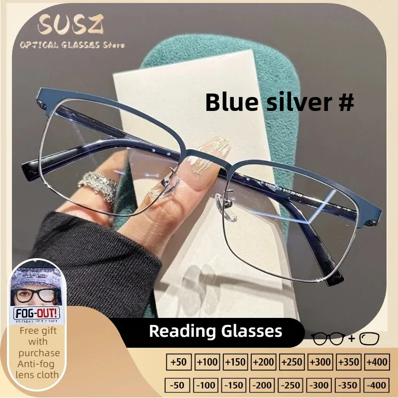 

SUSZ New Fashion UltraLight Rectangular Myopia Glasses Women Anti Blue Light Reading Glasses Progressive Customization Eyewear