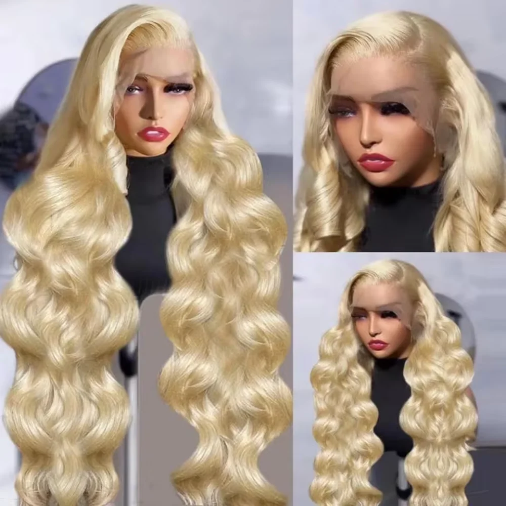 613 Bleach Blonde Body Wave Lace Front Wig 13x4 13x6 Lace Frontal Human Hair 40 Inch Long Dyable Versatile Women's Wig for Styling