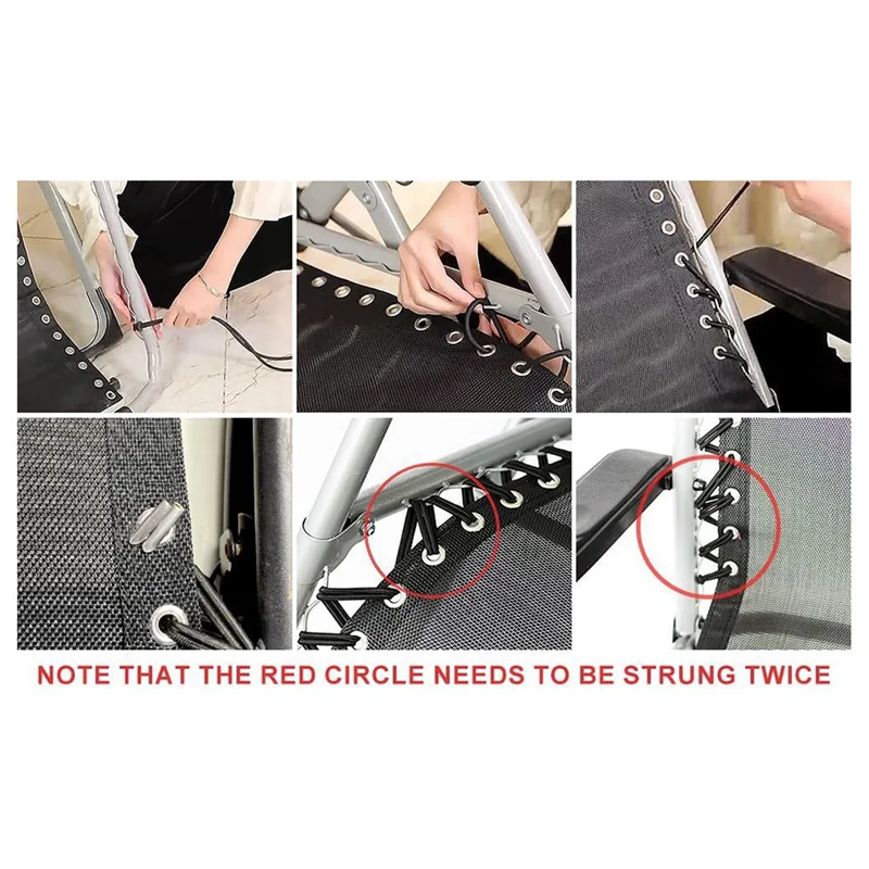 ABKP-Zero Gravity Replacement Seat Cord 12PCS Antigravity Chair Bungee Elastic Replacement Cords Laces Lawn Chair Accessory