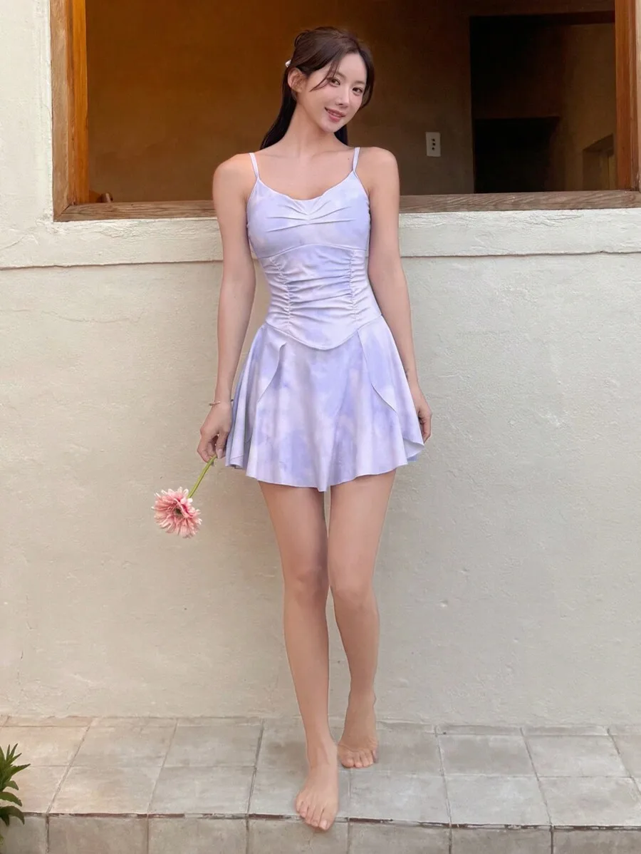 

Women One Piece Swimsuit Dress Style Elegant Slimming Swimwear Summer Vacation Cruise Outfit