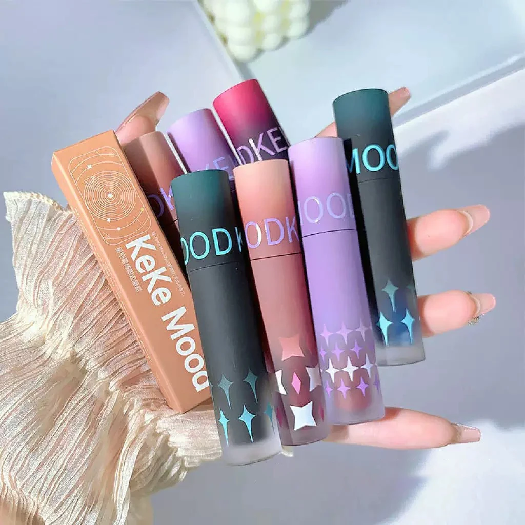 Matte Dark Red Lip Makeup Matte Black Brown Black Blue Gothic Velvet Lip Gloss Waterproof Moisturize Non-stick Cup Lipstick Tint