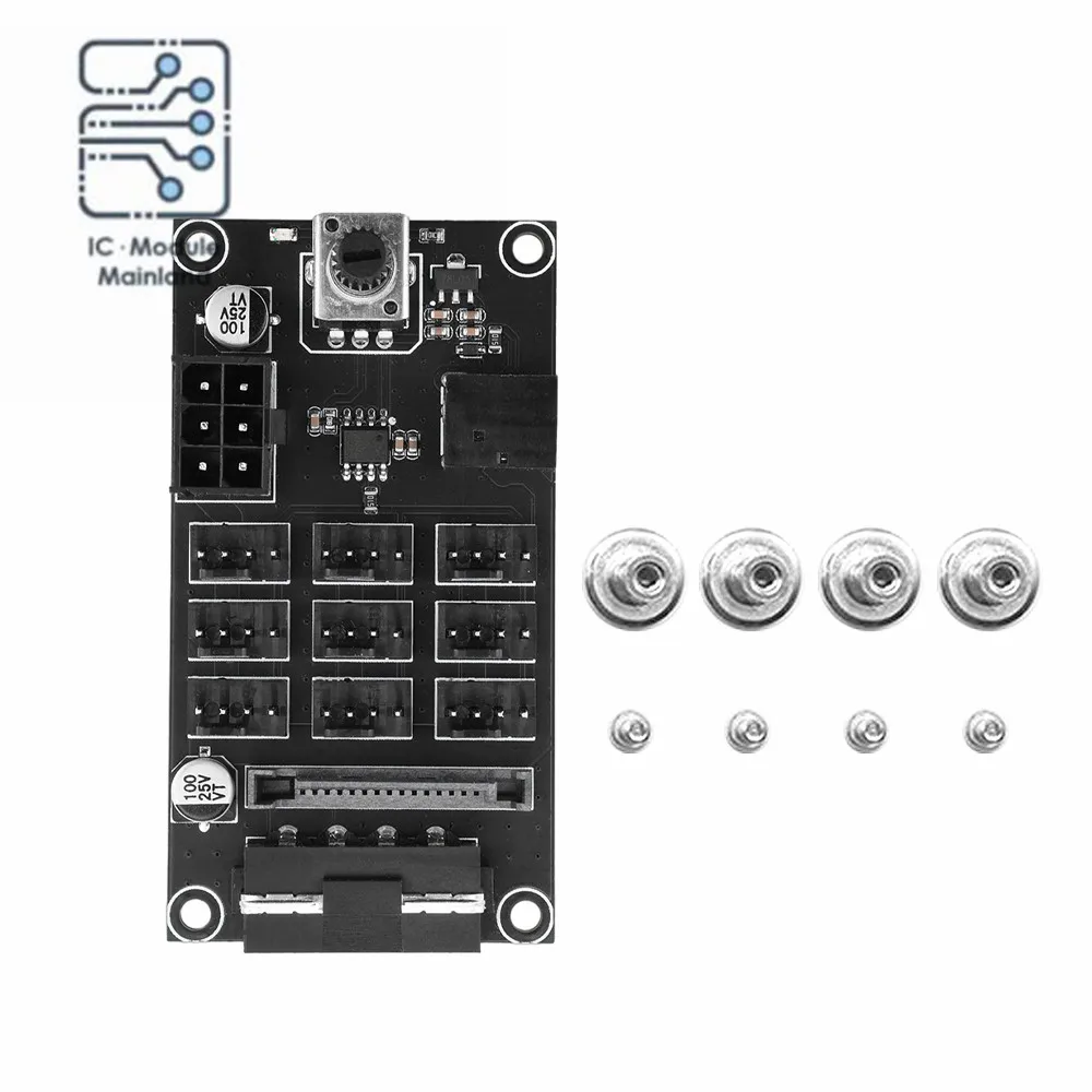 Computer Chassis PWM Violent Fan Speed Controller 9-channel High Power Fan Hub Controller Noise Reduction SATA Graphics Card