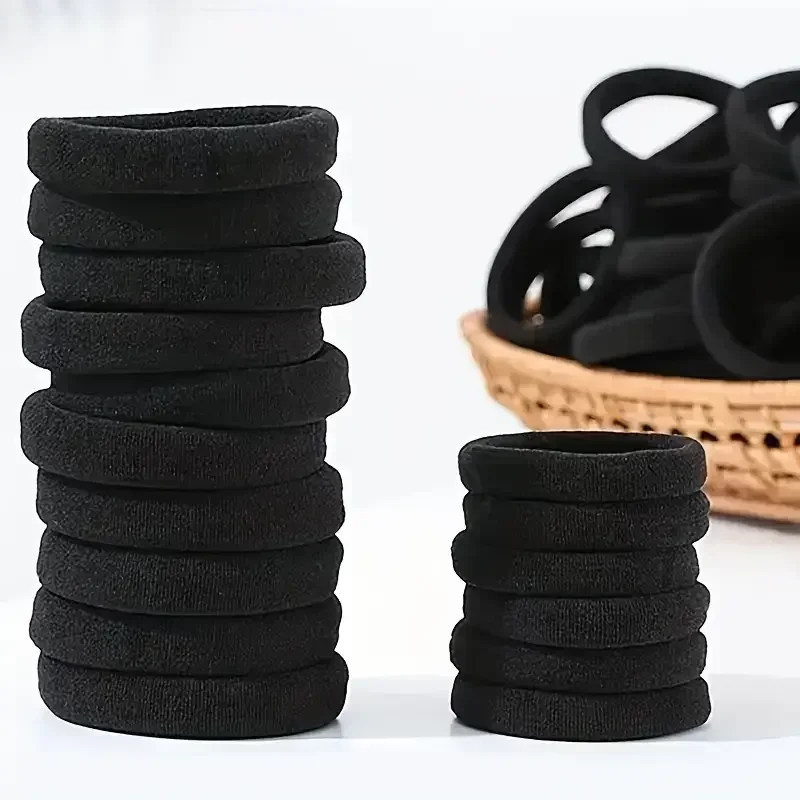 Bandes de cheveux à haute élasticité pour femmes et filles, bande de sauna basique, porte-queue de cheval simple, vêtements de sauna noirs, accessoires pour cheveux