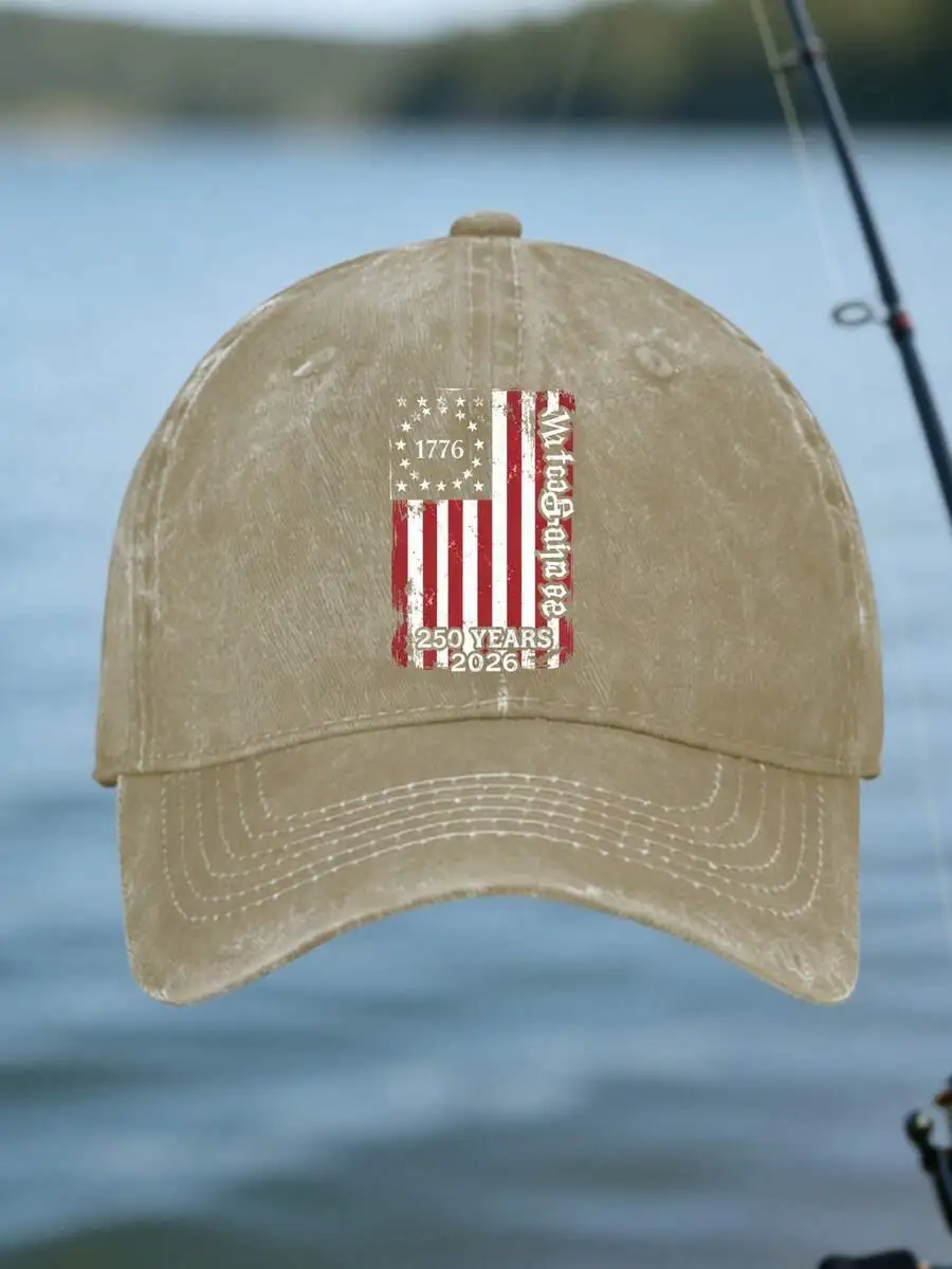 

Vintage Washed American Flag 250th Anniversary Baseball Cap 1776-2026 Unisex Adjustable Patriotic Hat