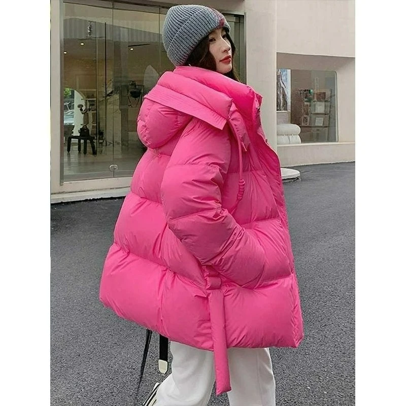 À la mode haut de gamme Rose doudoune grande taille vêtements pour femmes 2026 hiver ample épais vêtements d'extérieur à capuche