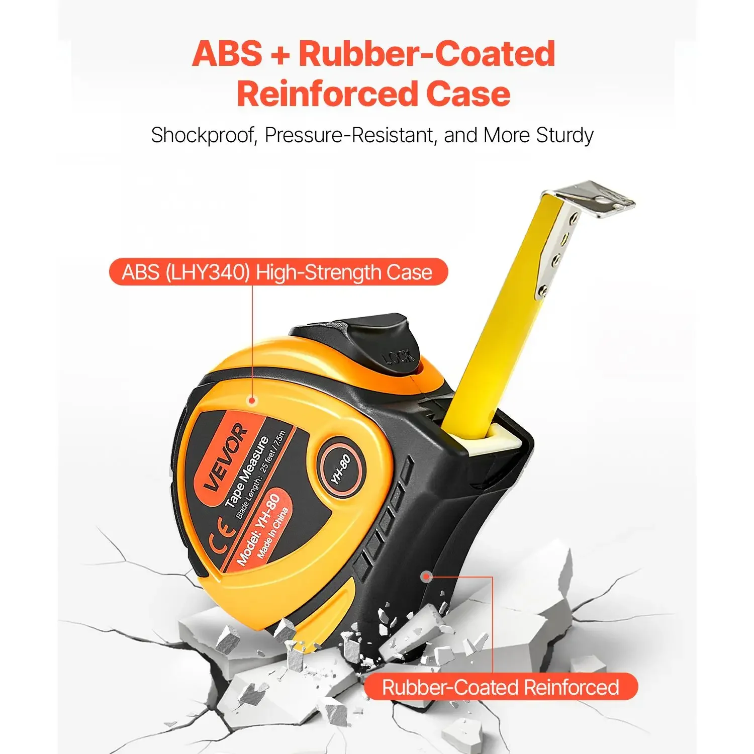 2Pcs Heavy Duty Tape Measure 25Ft 7.5M Retractable Carbon Steel Measuring Tape Imperial Metric Dual Scale Ruler Shockproof ABS Case Easy Read Woodworking Hand Tools for Construction Home DIY Renovation