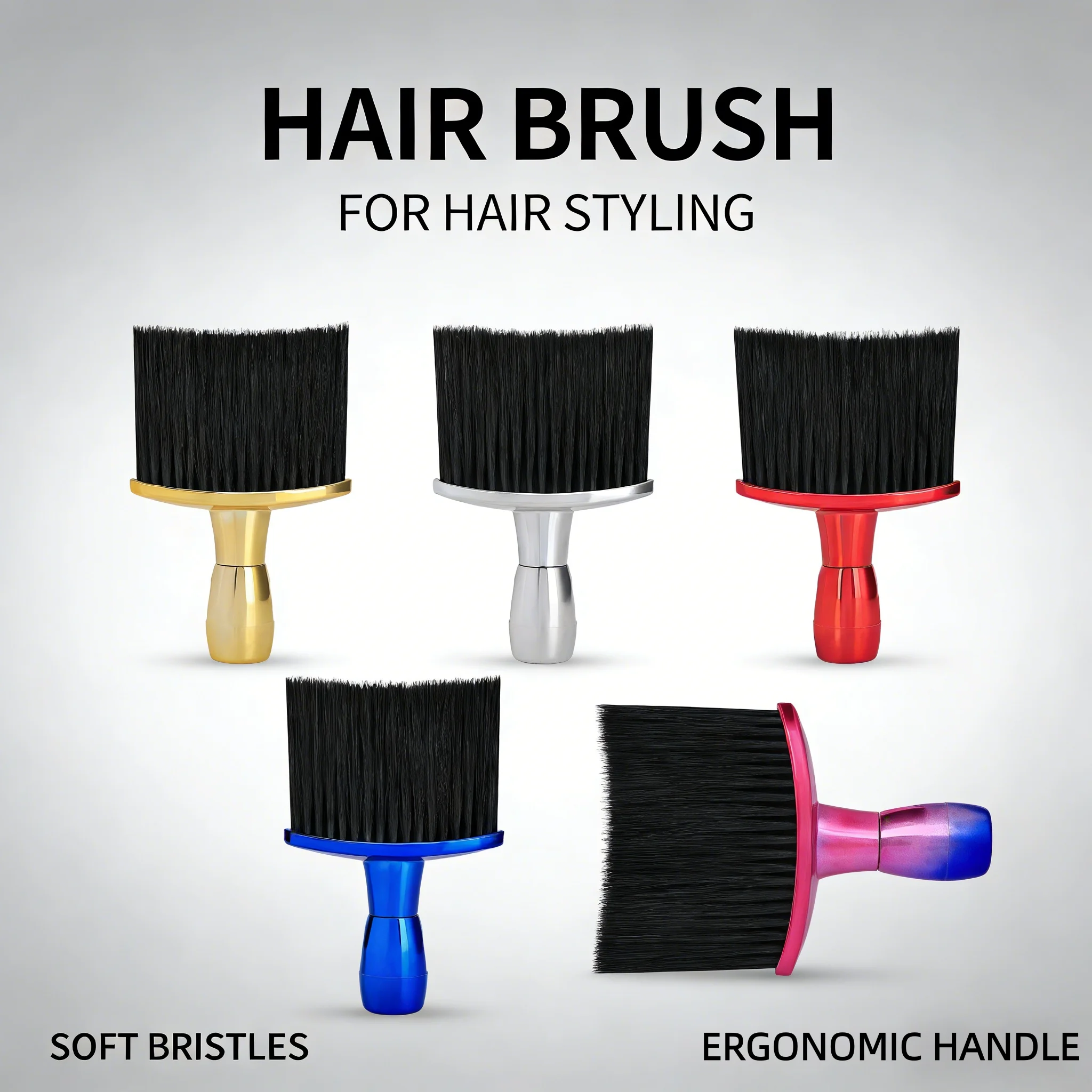 

Professional Salon Electroplate Bristle Hair Brush Barber Neck Duster for Haircut Cleanup Removing Hair Clippings Dust