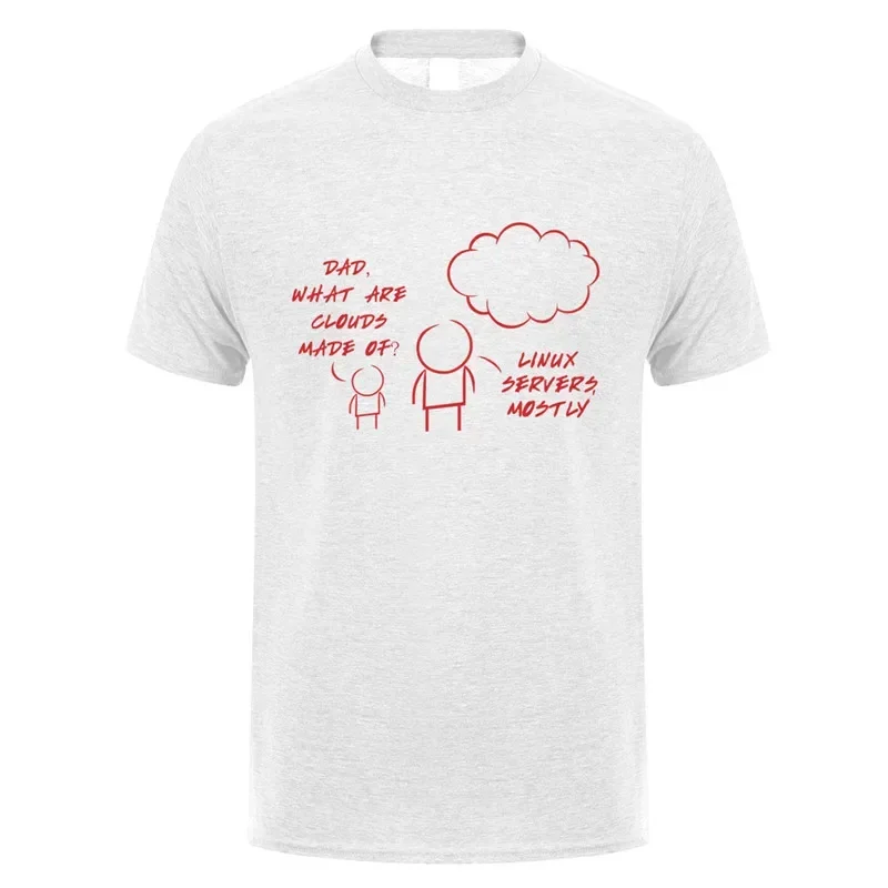 Linux servers Mostly Cloud Summer Short Sleeve Cotton Computer Programmer funny men clothing manga heavyweight style lnformal