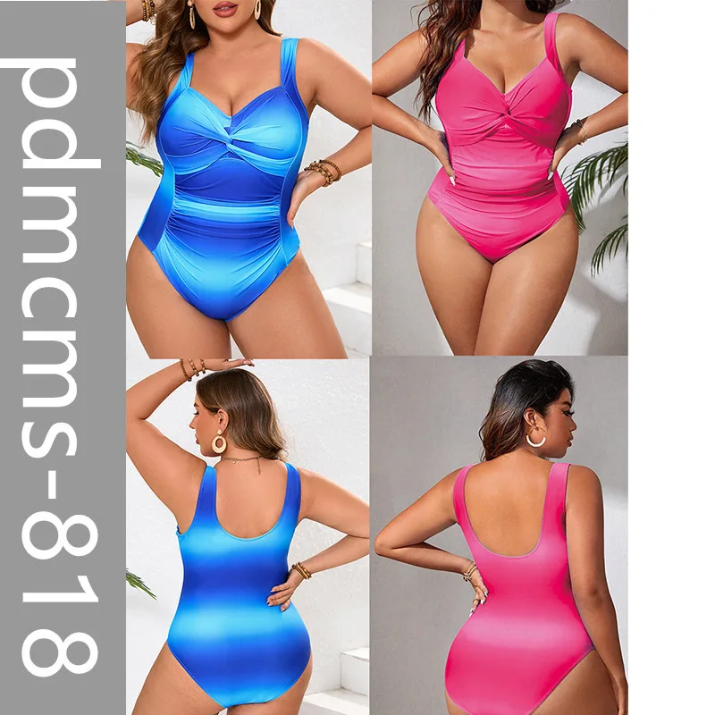 

Large size solid color colorful one-piece slim and thin bikini swimsuit women's 2025 new model