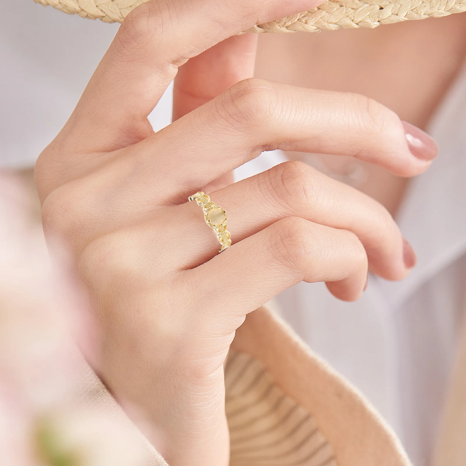 

2 Pcs Eye Stone Rings Adjustable Open Design Women Zircon Copper Finger Ring Environmental Protection Practical
