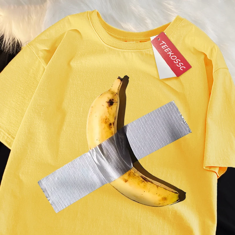 تي شيرت بأكمام قصيرة للرجال والنساء ، متعة مانعة للموز بشريط ، قميص قطني ، تيشيرتات فضفاضة كاجوال للشارع ، صيف جيد التهوية ، جودة عالية ، ناعم #4