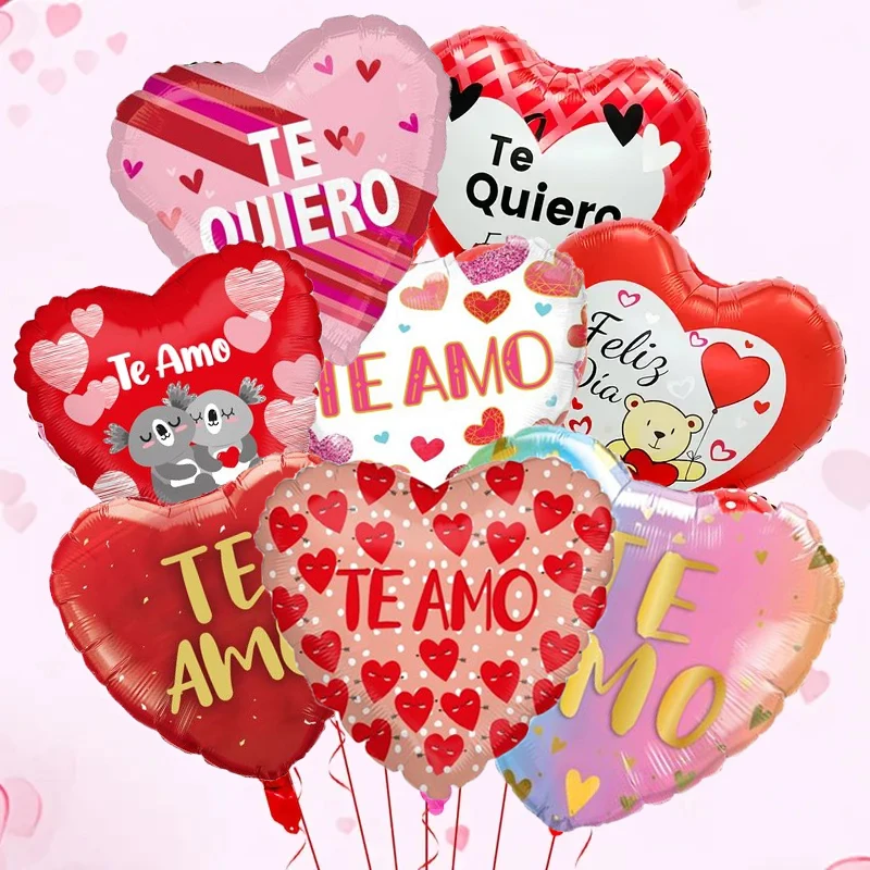 10pcs 18 inch Spanish I Love You Printed Love Balloon Valentine's Day Birthday Wedding Engagement Anniversary Party Decoration