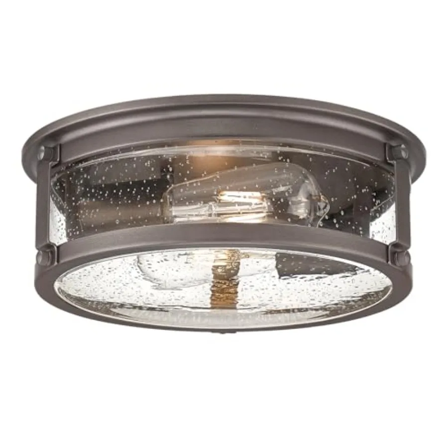 

Flush Mount Ceiling Light 2-Light Oil Rubbed Bronze Ceiling Light Fixture Flush Mount Light with Seeded Glass Shade for Kitchen