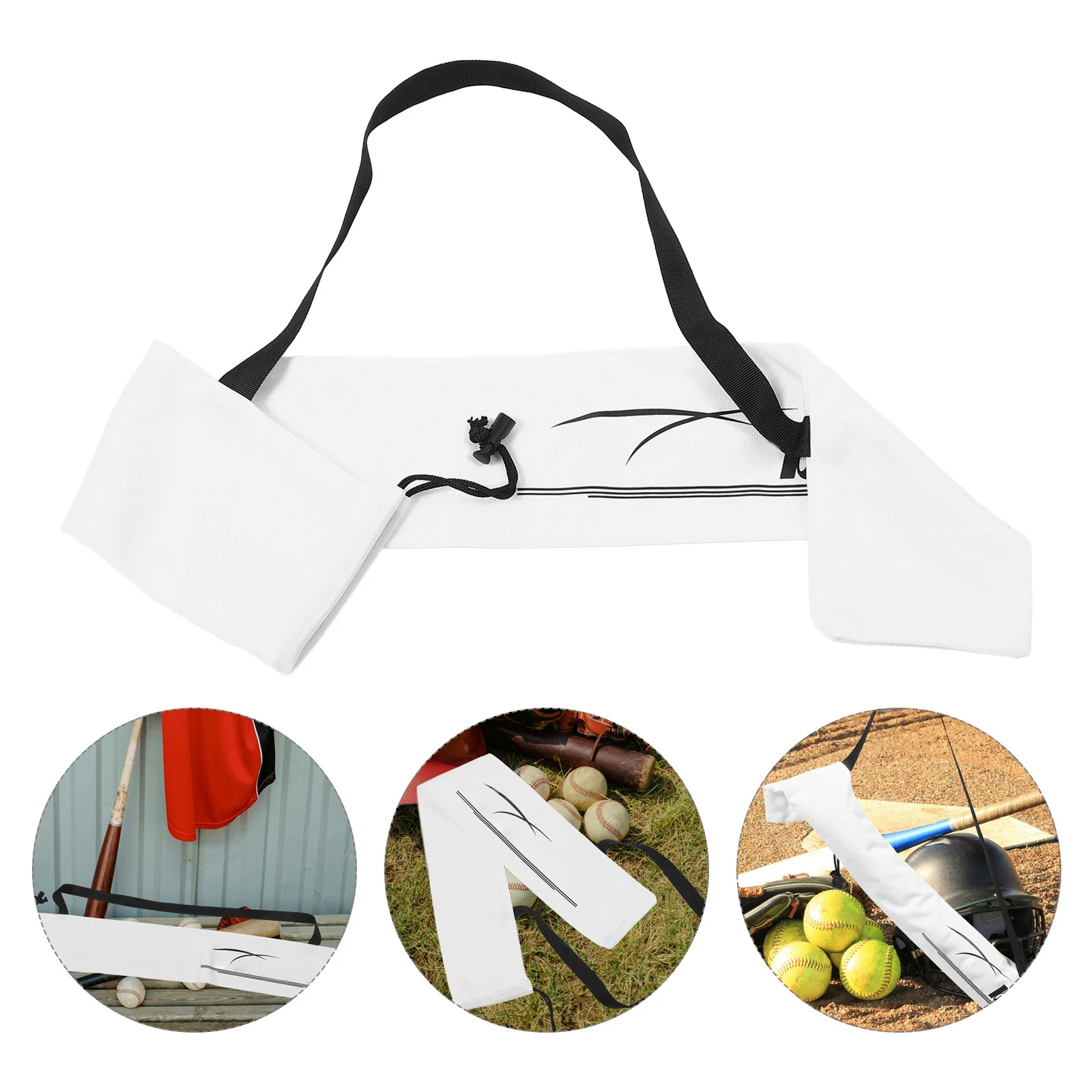 

Baseball Bat Backpack 68cm White Flannel Storage Bag for Stick Portable Organizer Travel Pouch Protective Case