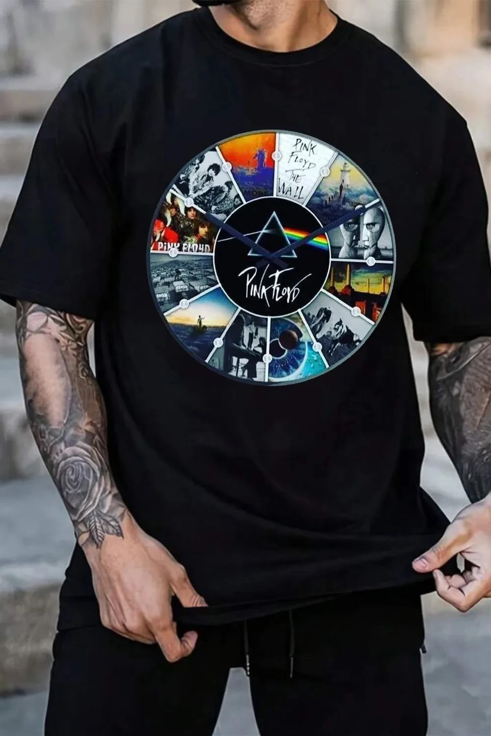 Seltenes Pink Floyd Grafik-Baumwoll-T-Shirt, Unisex, Sommer, kurzärmelig, modisches Marken-T-Shirt, luxuriöses, lässiges Vintage-T-Shirt – Detail 2