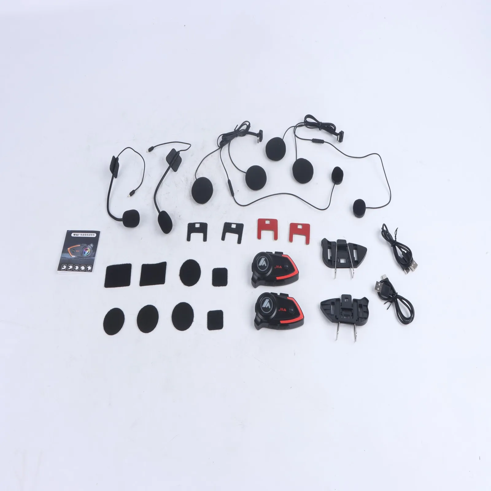 Y80-2x ميكروفون صلب اتصال داخلي مزدوج لسماعات خوذة الدراجات النارية العالمية BT5.0 800M المدى #1