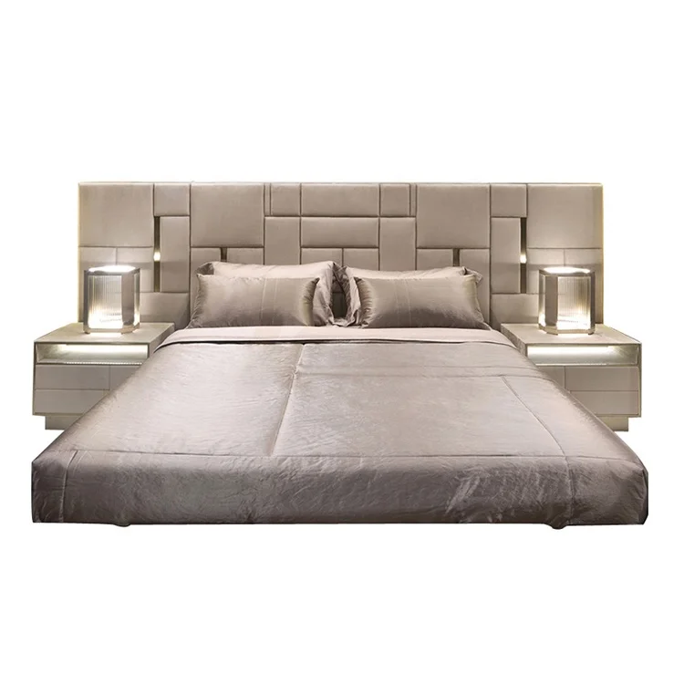

#Royal Modern Furniture Leather Super Double Deluxe King King King Head Leather Bed