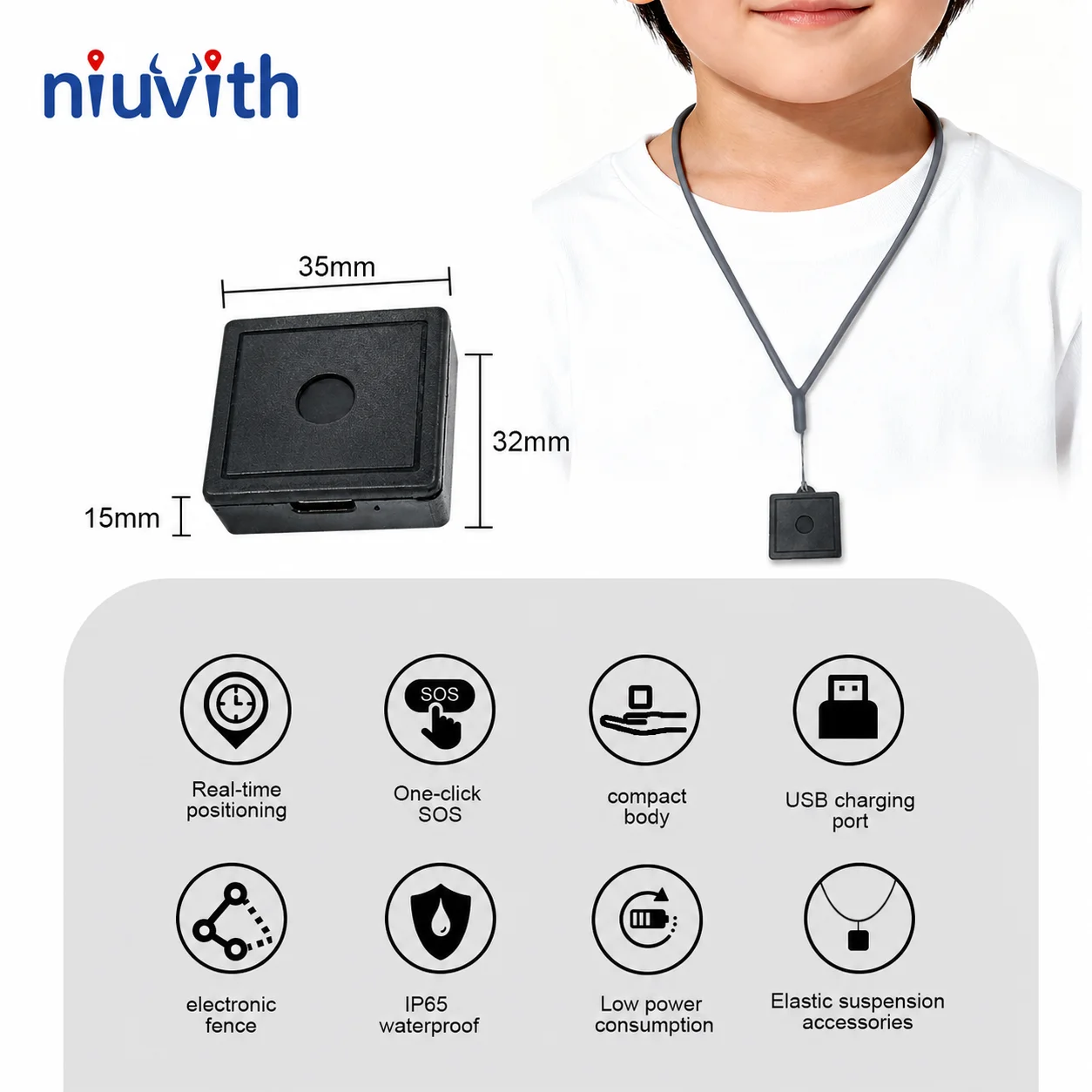 Niuvith 4G Mini GPS Tracker Real-Time Locator SOS Alarm for Kids Elderly Pets Vehicles Free APP SIM Card Included view 4