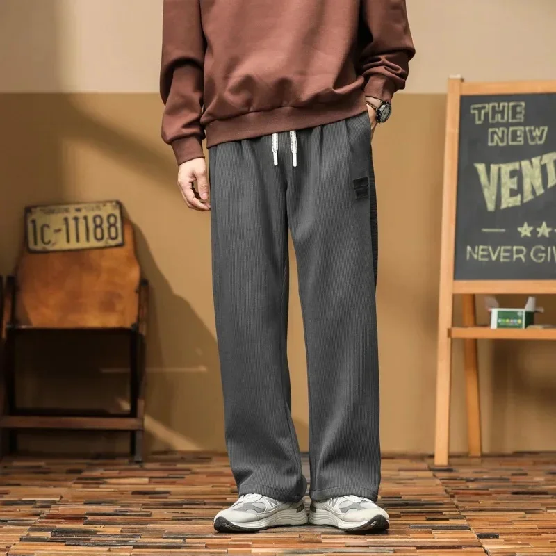 

Осенние новые мужские вельветовые брюки со свободными прямыми штанинами, спортивные широкие повседневные брюки