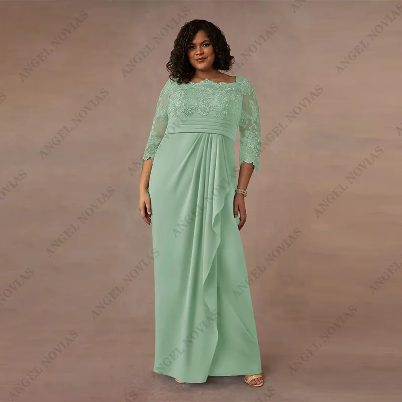 

Plus Size Mint Green Lace Mother of the Bride Dresses Wedding Party Dress vestidos de fiestas elegantes mujer