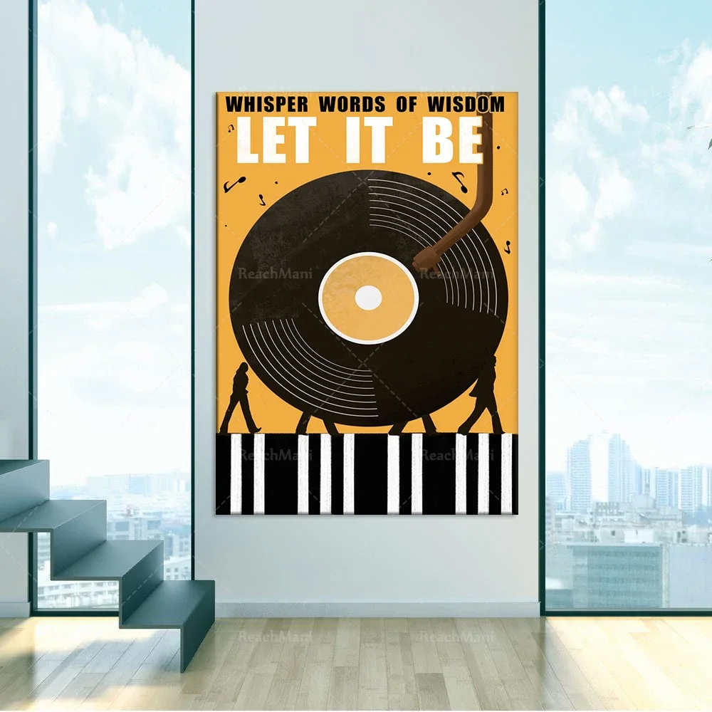 Pianiste Piano Vinyl Gramophone Register Whispers Words of Wisdom Let it be a poster wall art printing home life decoration post