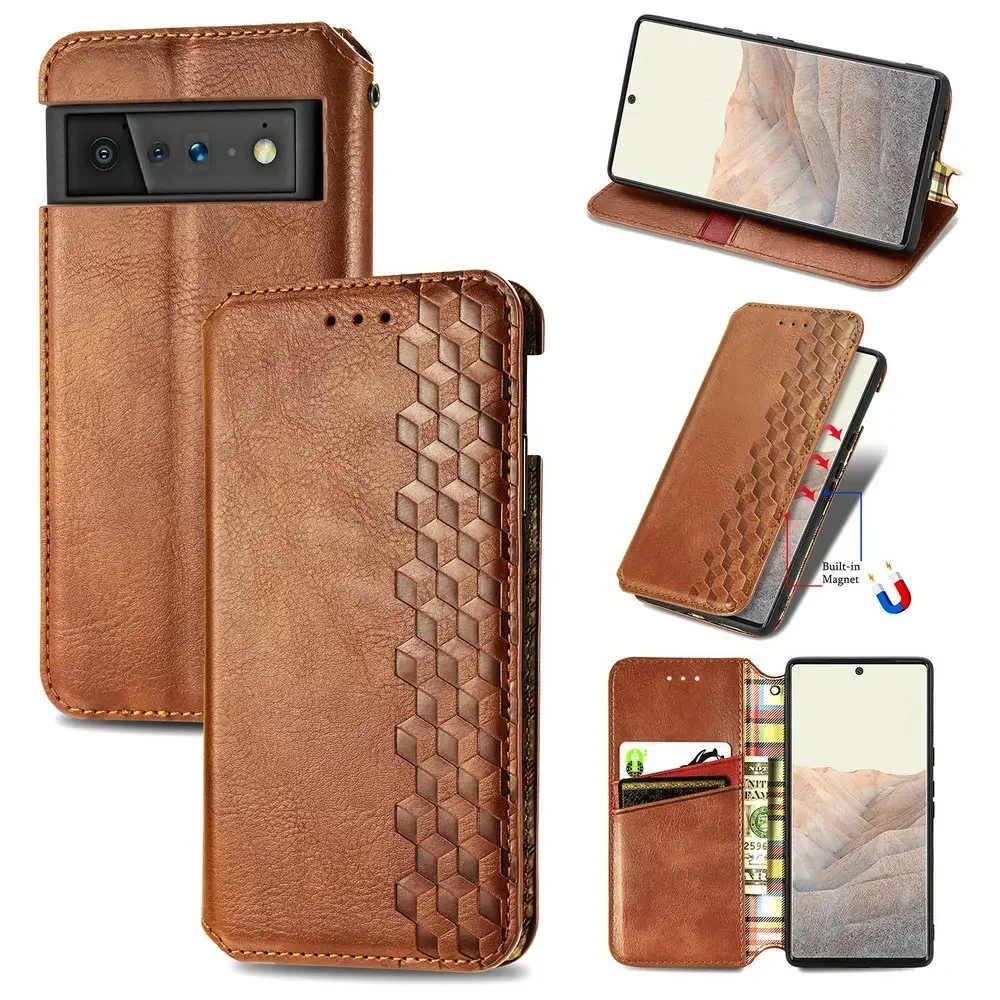For Google Pixel 9 Pro XL 10 8 7 6a 5G Flip Case Luxury Leather Magnet Book Cover Funda Pixel 8A 7A 9 A 9A 10A Wallet Funda