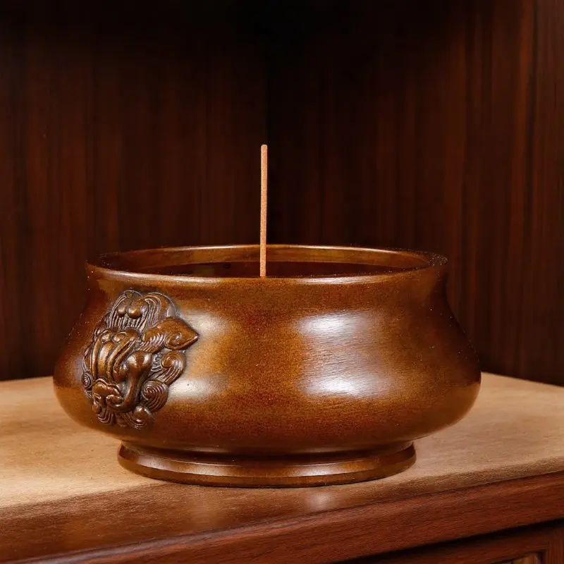 Copper with smooth surface lion head, Yi-style incense , vintage imitation Xuan De burner, home and off