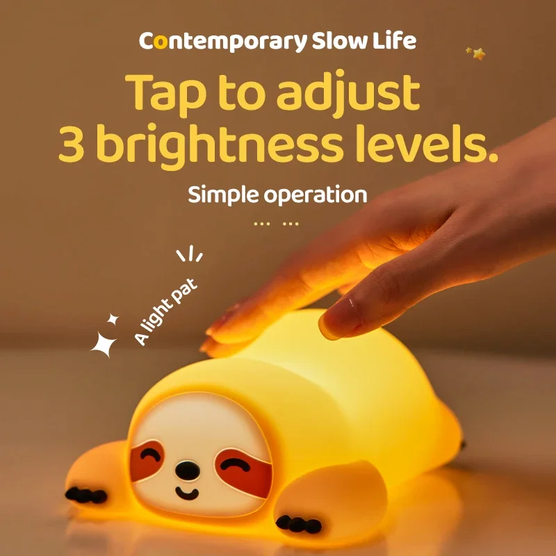 ไฟกลางคืนรูปสัตว์แบบชาร์จน่ารักสําหรับเด็ก - โคมไฟข้างเตียงซิลิโคน, ไฟเนอสเซอรี่แบบหรี่แสงได้, ของขวัญวันเกิดคริสต์มาส
