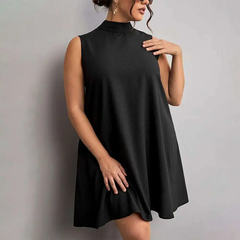 

Temu 2025 Международная станция, большое женское элегантное стильное платье, весна/лето, новая темпераментная короткая юбка с высоким воротником Y2k