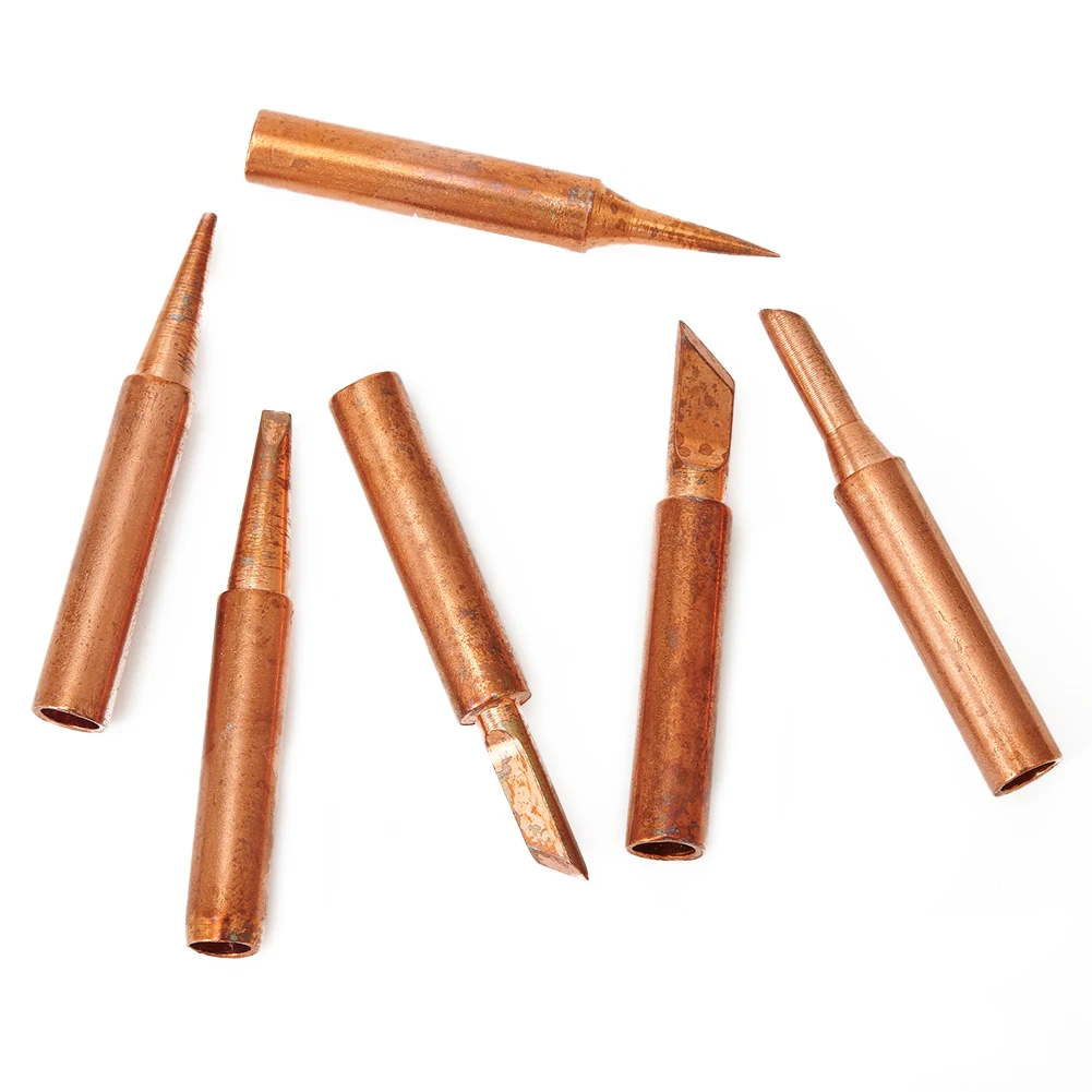 

Solder Iron Tip Set Six Copper Options Compatible with Various Welding Stations like the 936 Series Perfect for DIY Projects