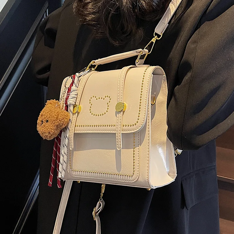 حقائب ظهر للسيدات من الجلد الياباني على شكل دمية دب على طراز Preppy لطيفة وحلوة ذات سعة كبيرة وحقائب مدرسية رقيقة عالية الجودة للمدرسة #2