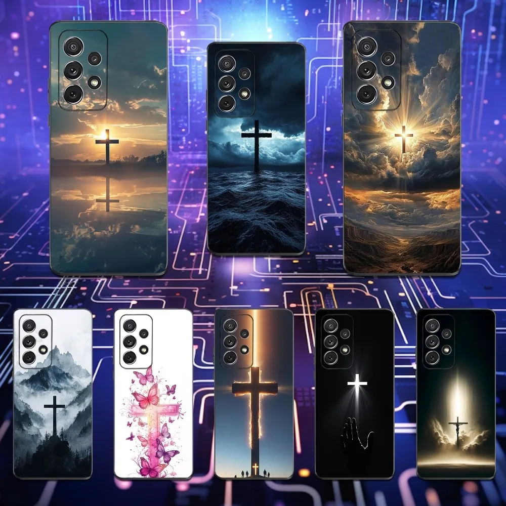

Christian Bible Art Cross Phone Case For Samsung S25,S24,S23,S22,S21,S20,S10,Ultra,Plus,Lite,FE,Soft Silicone Black Cover