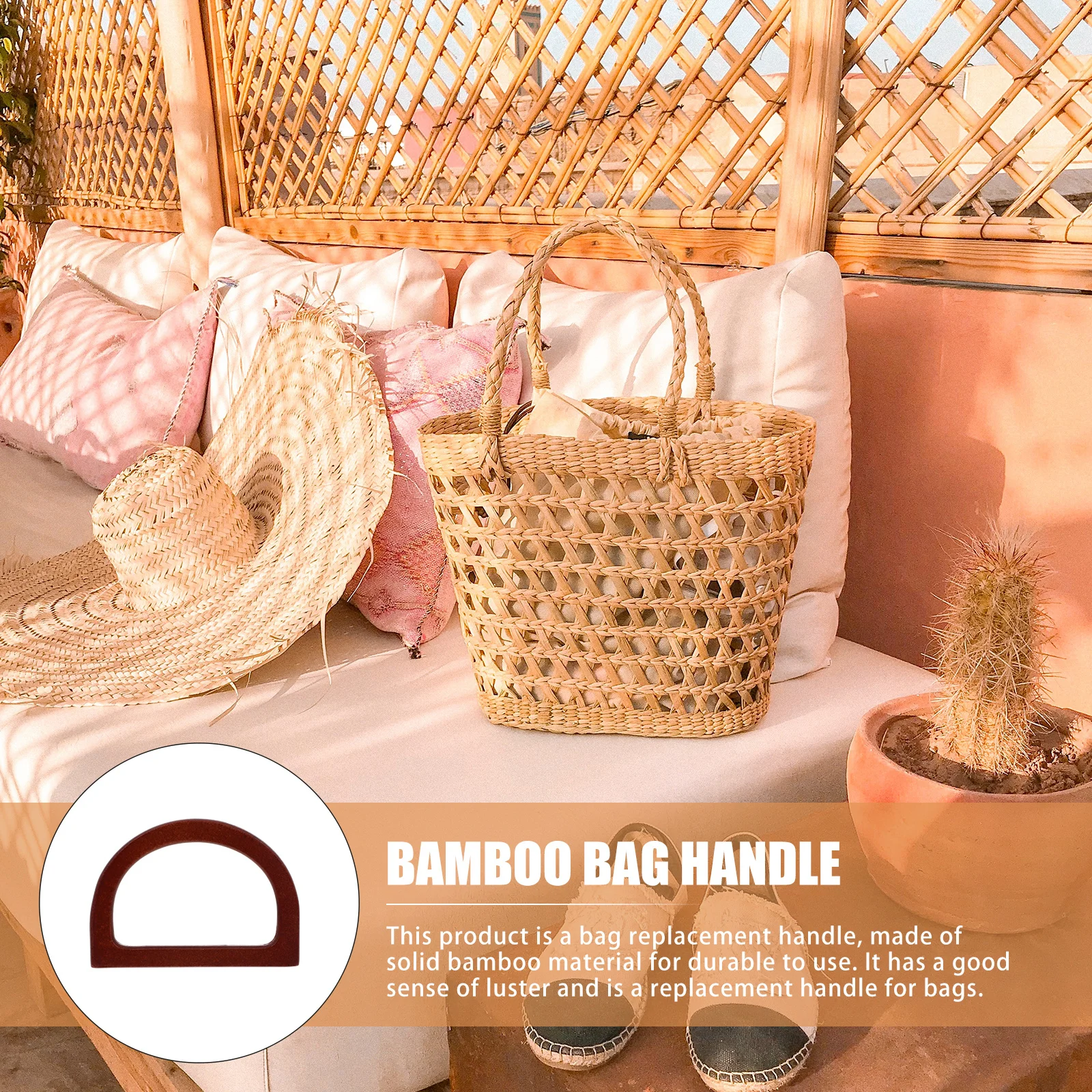 

4Pcs Bamboo Handbag Handles D Style Purse Grips Easy Install Decorative Ring for Bag Renovation Girl Accessories