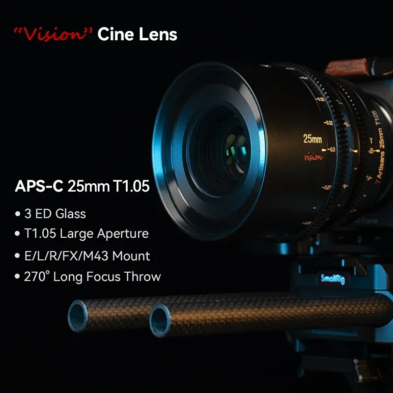 7artisans 25/35/50mm T1.05 APS-C Cinema Vision Lens For Fujifx Sony E Micro 4/3 Blackmagic BMPCC 4K Z CAM E2 Canon RF