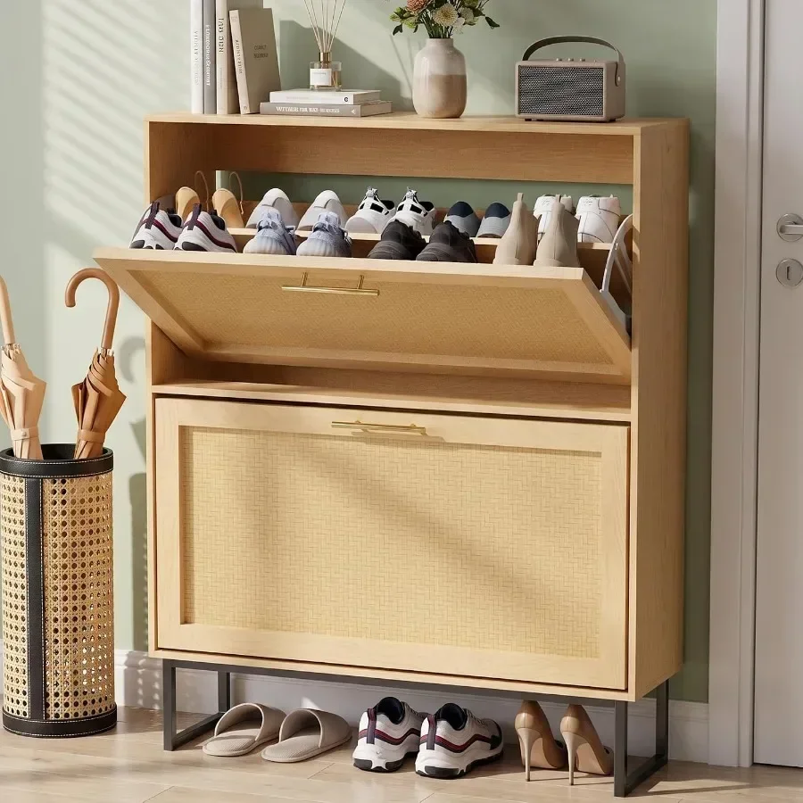 Rattan Shoe Storage Cabinet 31.5