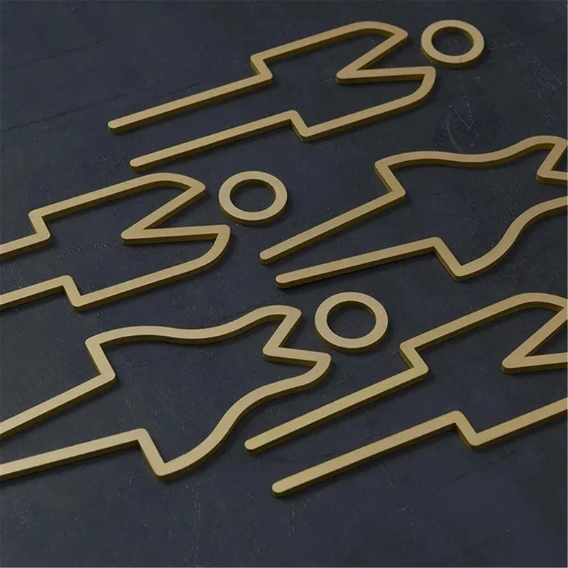 MFYS Solid Brass Man / Woman Toilet Door Signs WC Logo for Restaurant Hotel Bathroom Office Gold Wall Mark Signage Board