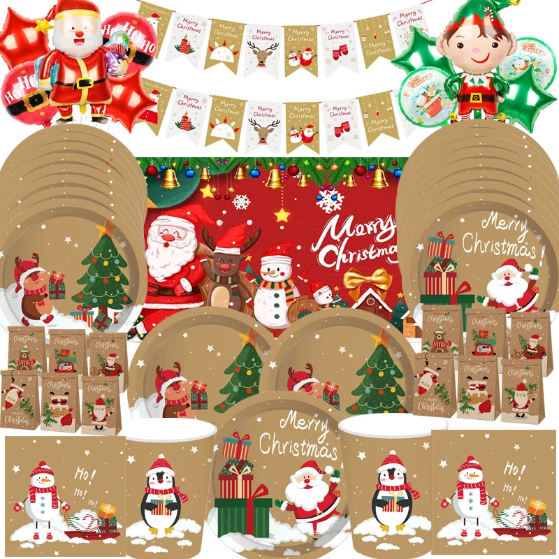 2024-одноразовая-посуда-для-рождественской-вечеринки-бронзирующие-декоративные-салфетки-с-рисунком-оленя-Санта-Клауса