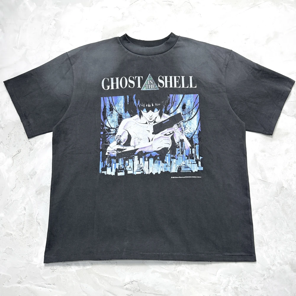 

Yao Уличная одежда Saint OF Michael Повседневная свободная винтажная спортивная классическая футболка с принтом аниме и графикой Футболка унисекс для мужчин