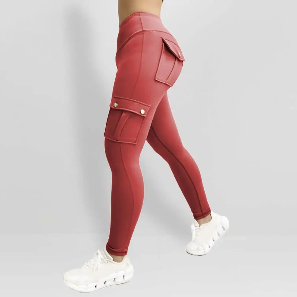 Kieszenie legginsy gimnastyczne damskie wysokiej talii modne spodnie do fitnessu obcisłe rozciągliwe na zewnątrz wygodne legginsy sportowe joga Slim Fit