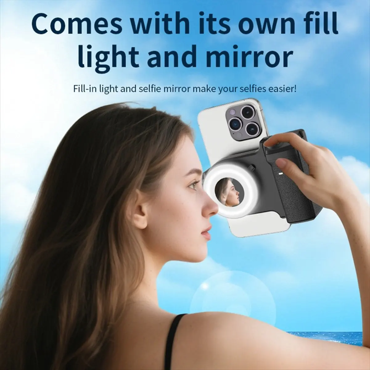 Smartphone Selfie Grip with Fill Light Phone Grip Anti-Shake Selfie Handle Photo Bracket for Mobile Phone Photography
