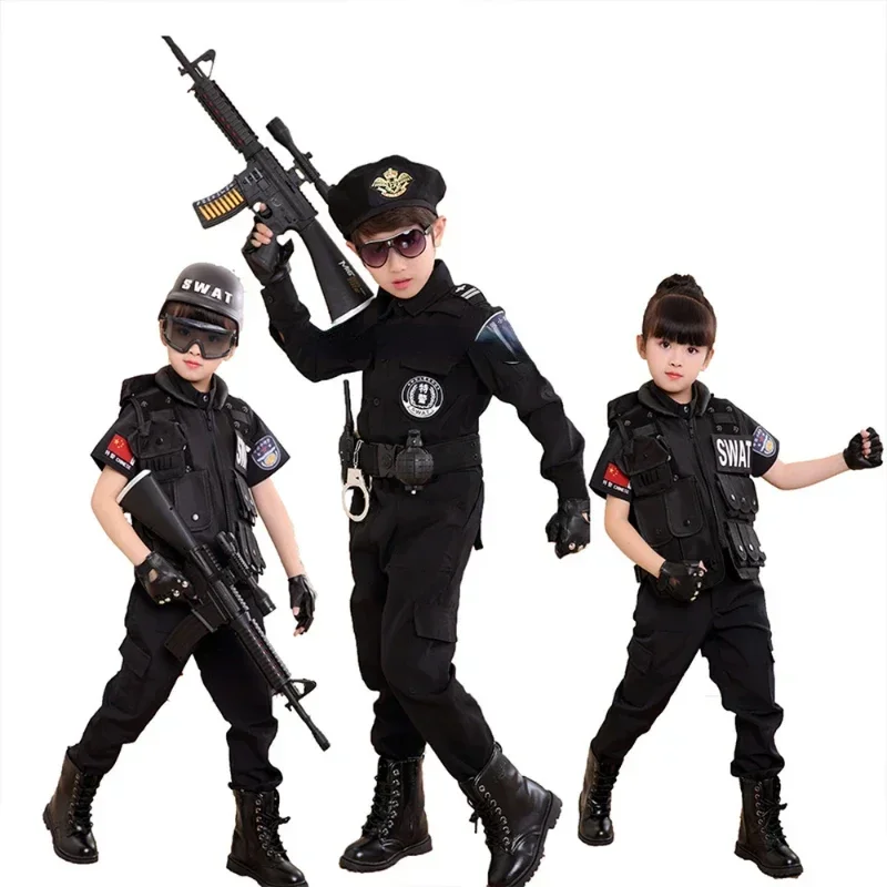 Cosplay Kinder Polizist Kostüme Kinder Weihnachts feier Karneval Polizei Uniform Halloween Jungen Armee Polizisten Kleidung Geschenkset