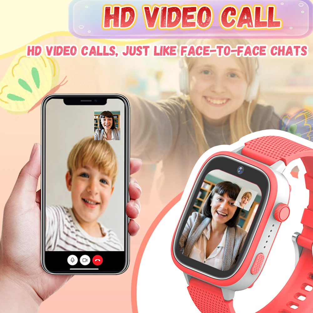 Reloj inteligente 4G para niños, pantalla grande de 1,83 pulgadas, música, vídeo HD, llamada, SOS, cámara de desbloqueo facial, deportes, GPS, LBS, WIFI, ubicación, teléfono